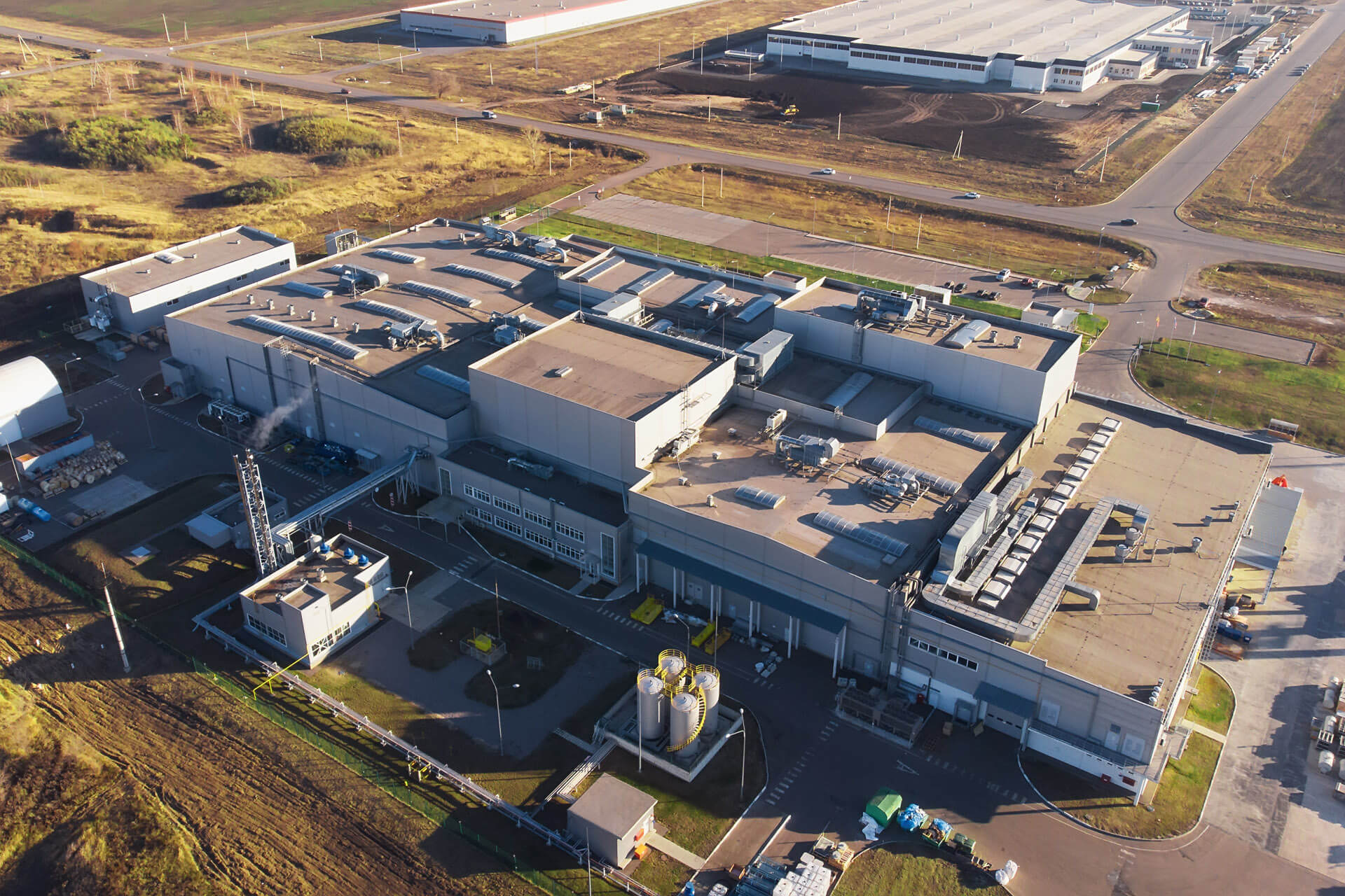 An aerial view of a commercial building - Carolina Heating Service Inc. An aerial view of a commercial building