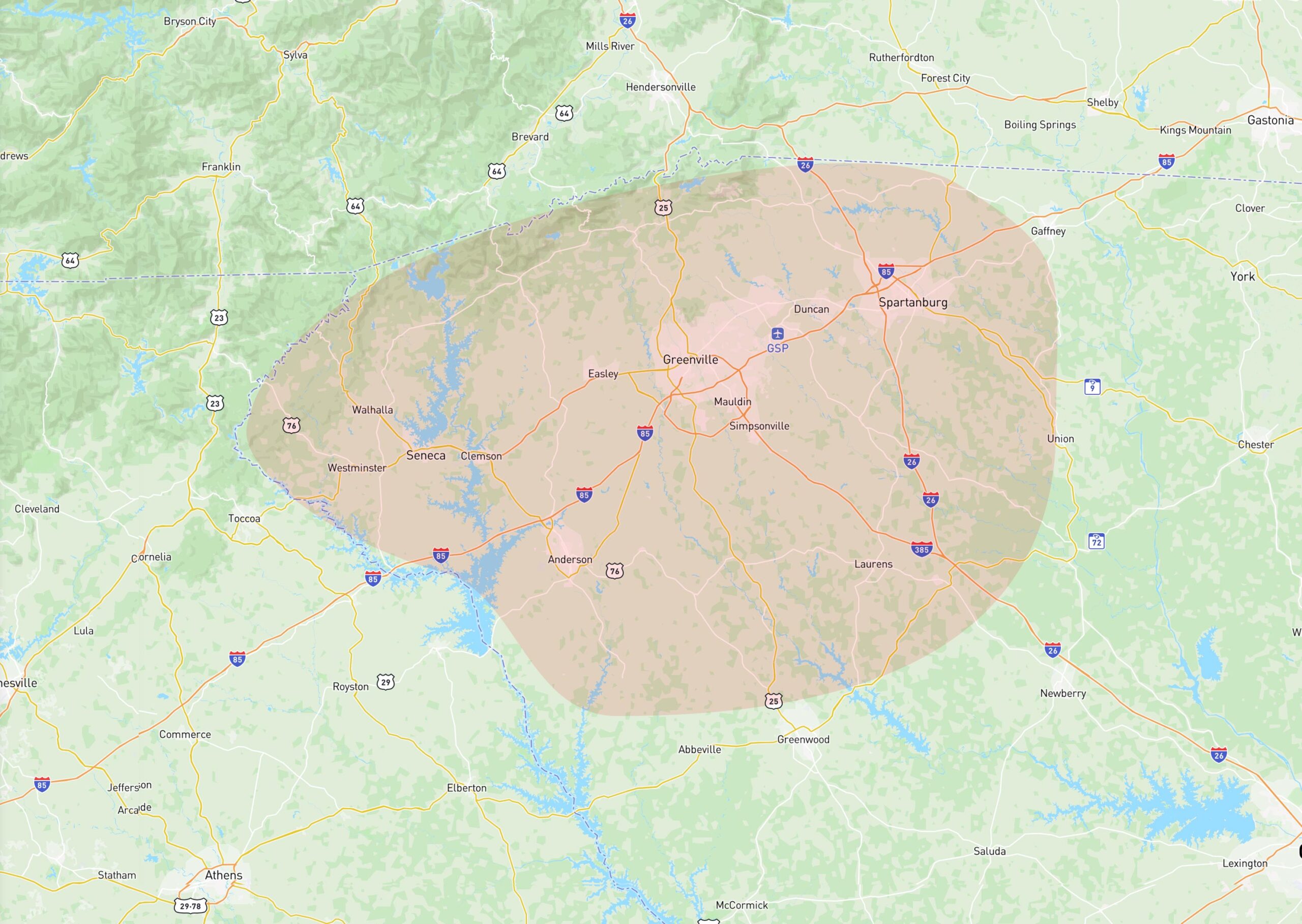 CHS Service Area Map Highlighted